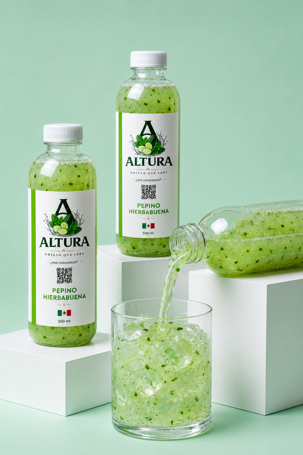 Agua fresca ALTURA sabor Pepino Hierbabuena